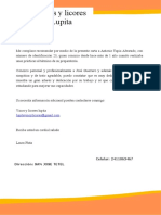 Recomendación carta de presentación Antonio Tapia Alvarado vineros licorería