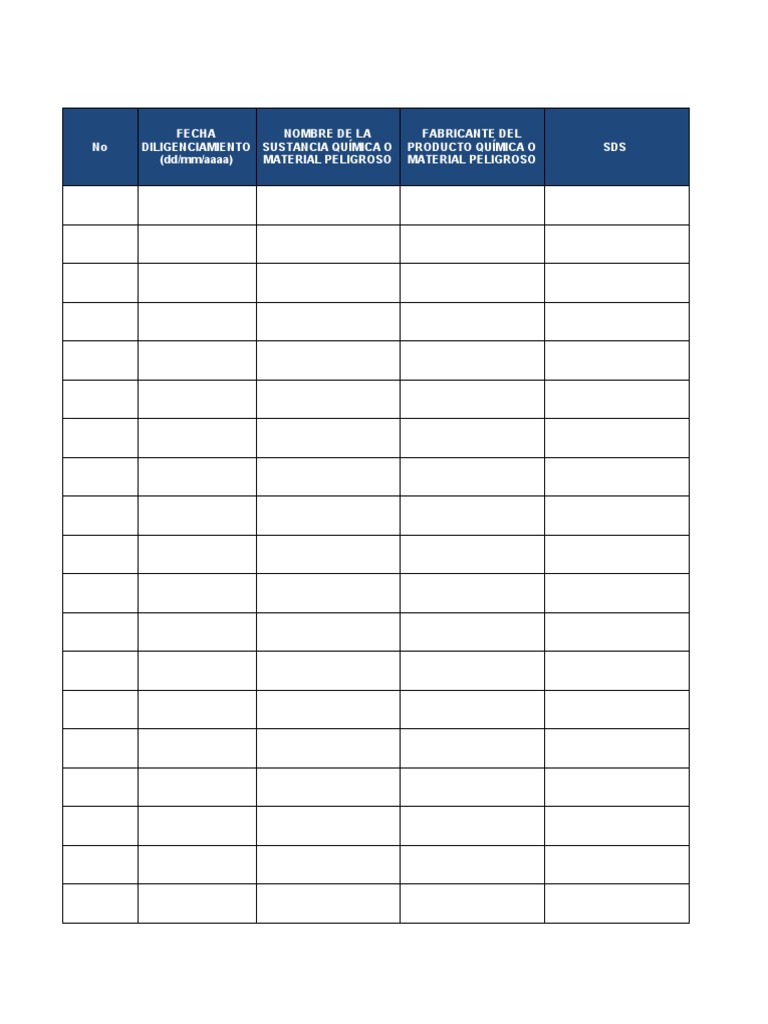 Formato De Inventario De Sustancias Quimicas PDF