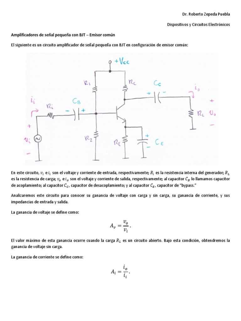 Clase 17 v3 Amp. S. Peq. BJT Emisor Común PDF Transistor de unión