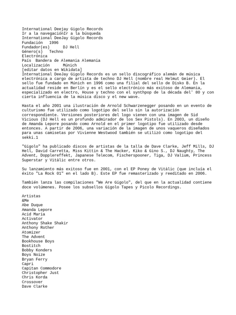 International Deejay Gigolo Records PDF Subgéneros musicales
