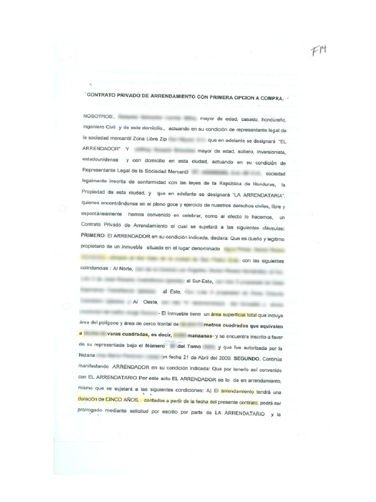 Contrato Arrendamiento Operadora | PDF