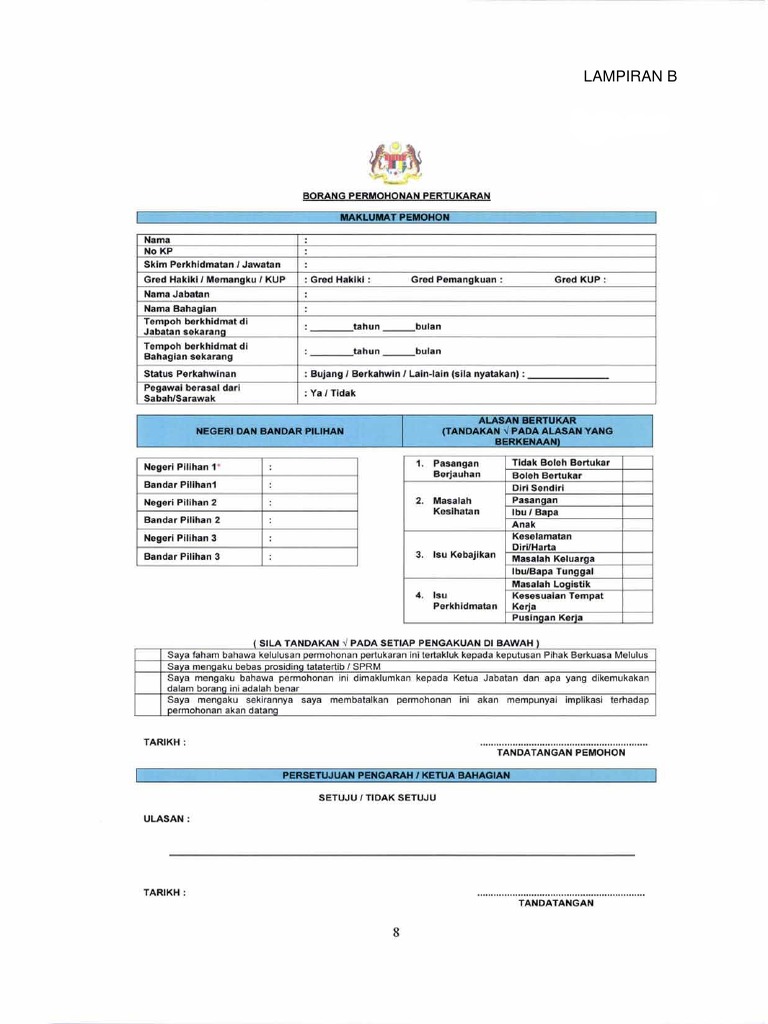 Bertukar borang permohonan lampiran b pdf