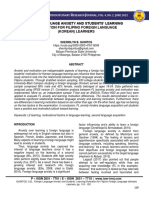 Foreign Language Anxiety and Students' Learning Motivation For Filipino Foreign Language (Korean) Learners