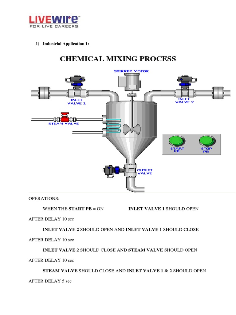 Chemical Mixing Process 1) Industrial Application 1 PDF Programmable Logic Controller