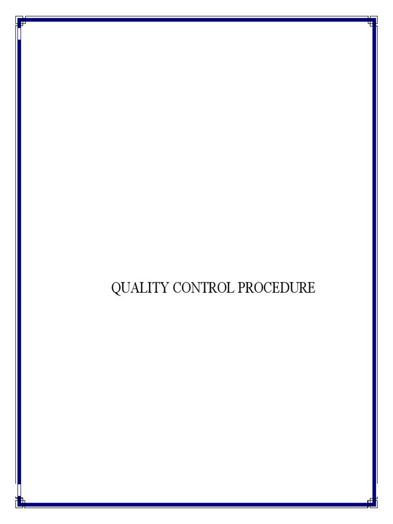 Quality Control Procedure Overview | PDF | Specification (Technical ...