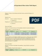 Vibration Virtual Experiment Observation Table Report