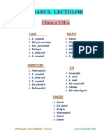 ORARUL LECŢIILOR Cl. VII