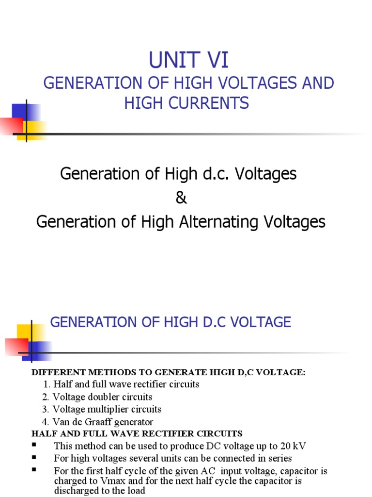 High Voltage Generation Methods | PDF | Rectifier | Transformer