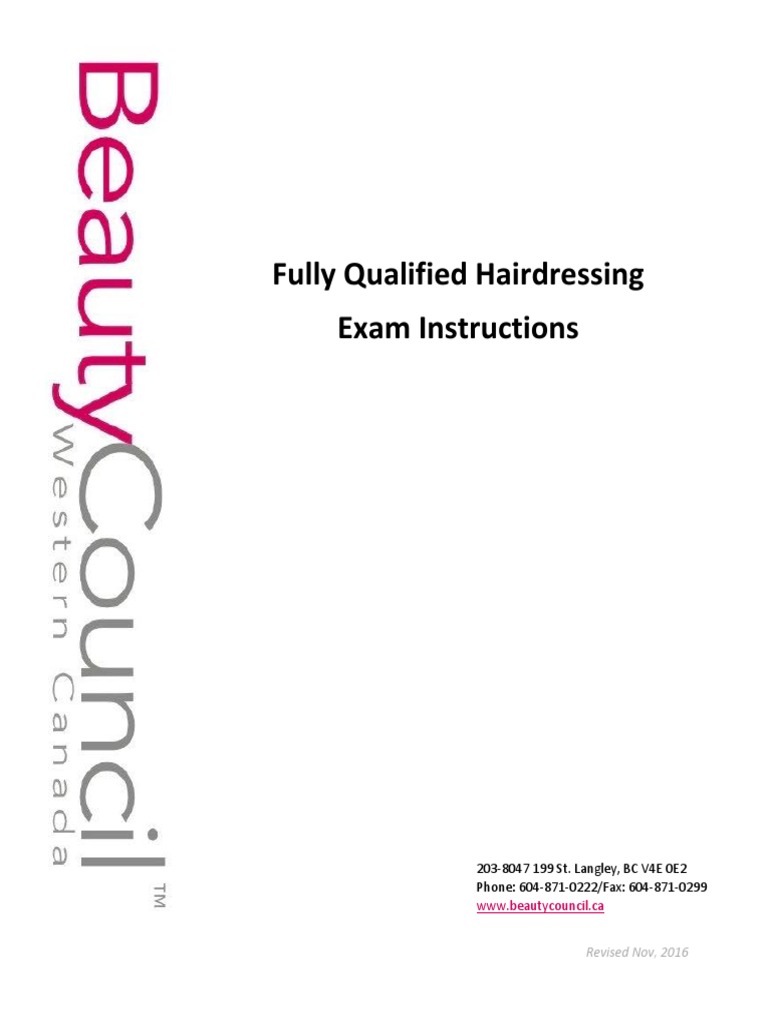 Fully Qualified Hairdressing Exam Instructions PDF Identity Document Test (Assessment)