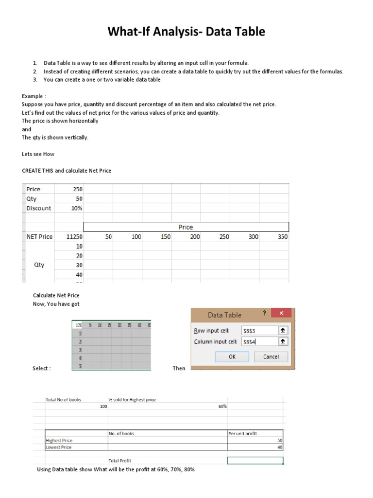 What If Analysis Data Table PDF