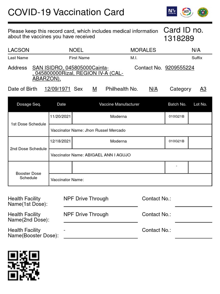 NML Vaccine Card | PDF | Self-Improvement