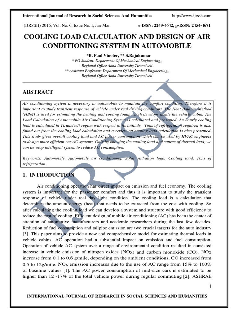 Cooling Load in Automobile AC Design | PDF | Heat Transfer | Heat