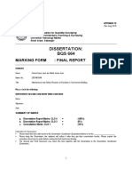 Dissertation: BQS 664: Marking Form: Final Report
