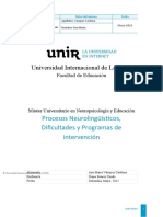 Universidad Internacional de La Rioja: Procesos Neurolingüísticos, Dificultades y Programas de Intervención