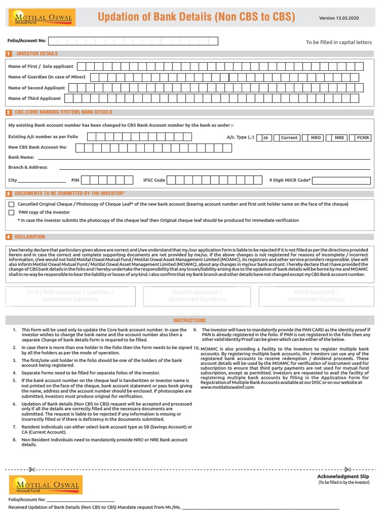 Updation of Bank Details (Non CBS To CBS) | PDF | Cheque | Banks