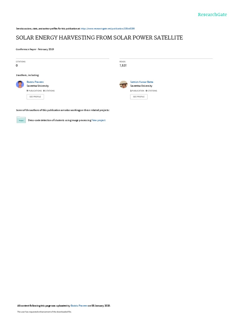 Harvesting Solar Energy from Satellites | PDF | Solar Power | Antenna