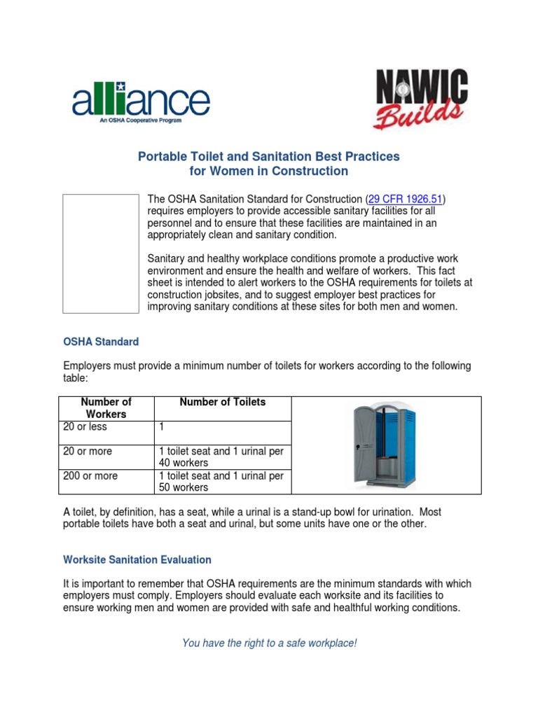 Toilet Portable in Construction | PDF | Occupational Safety And Health ...