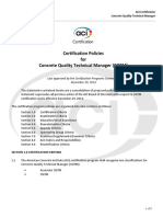 Certification Policies For Concrete Quality Technical Manager (CQTM)