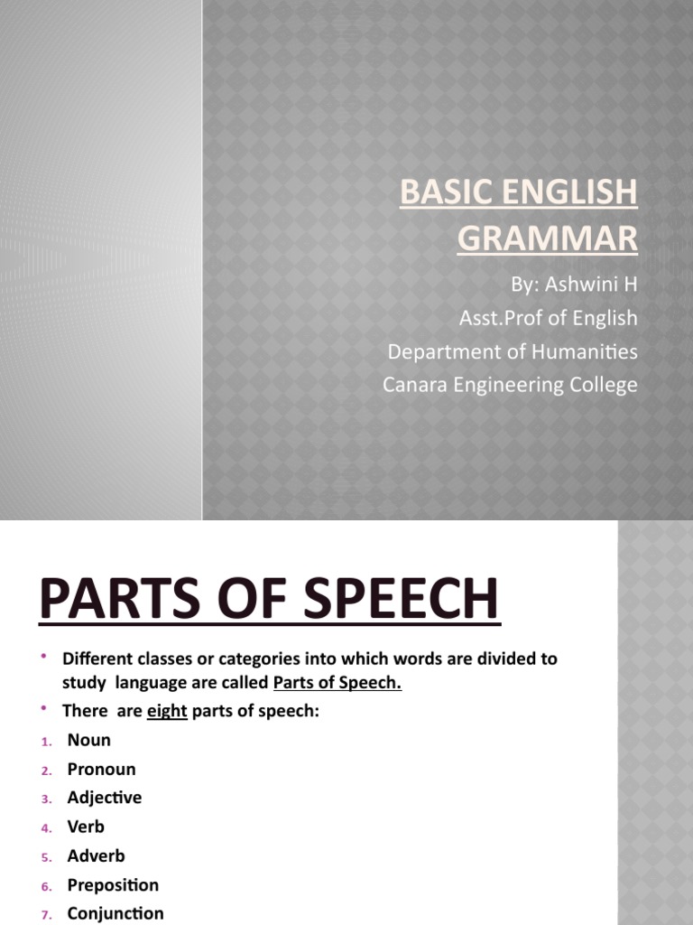 English Grammar Basics | PDF | Noun | Verb