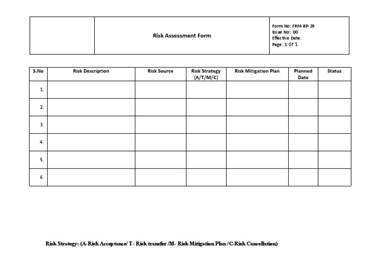 Risk Assessment Sheet Template | PDF