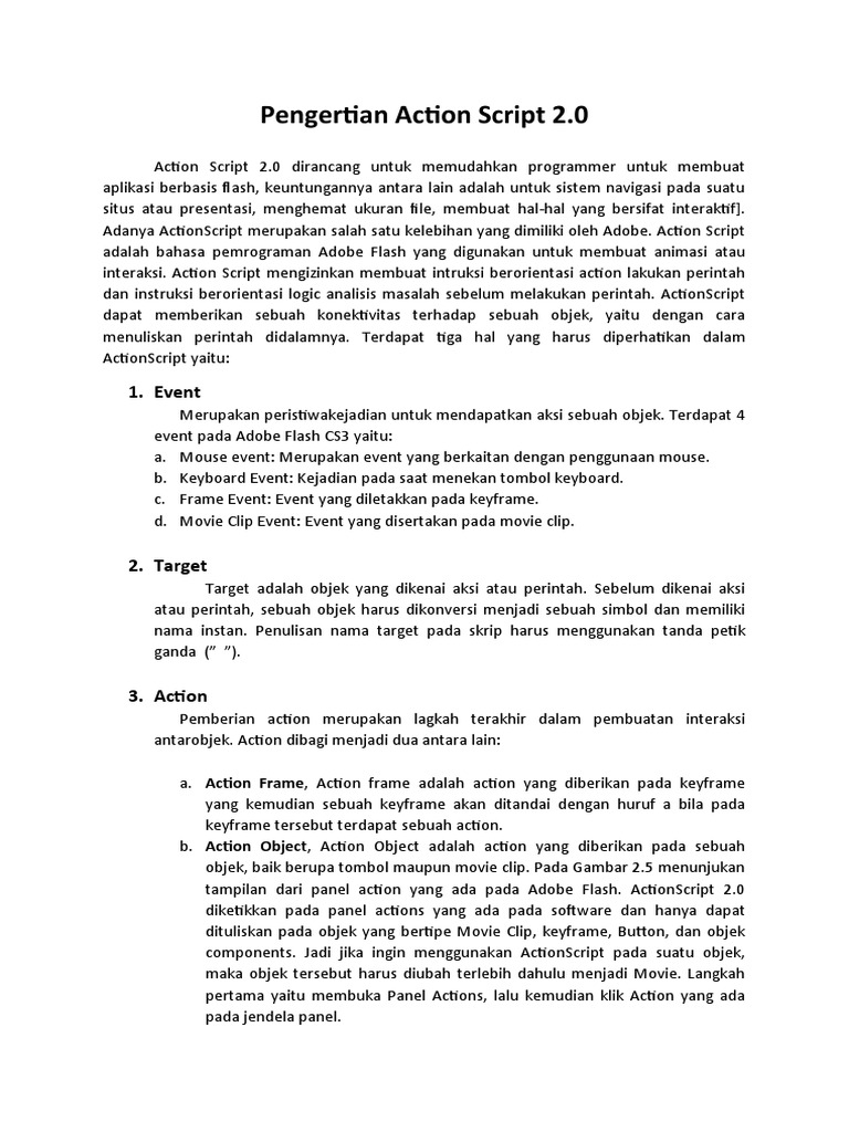 Pengertian Action Script 2.0 dan 3.0 | PDF