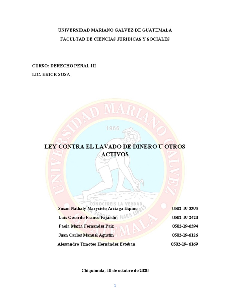 Ley Contra El Lavado de Dinero U Otros Activos | PDF | Castigos ...