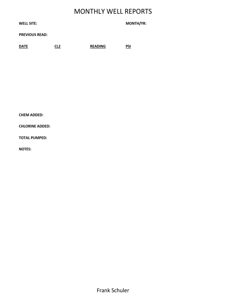 Monthly Well Reports: Frank Schuler | PDF