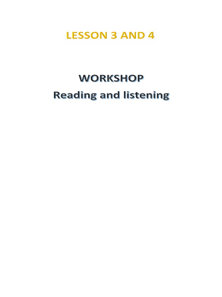 Workshop LESSON 3 AND 4 | PDF