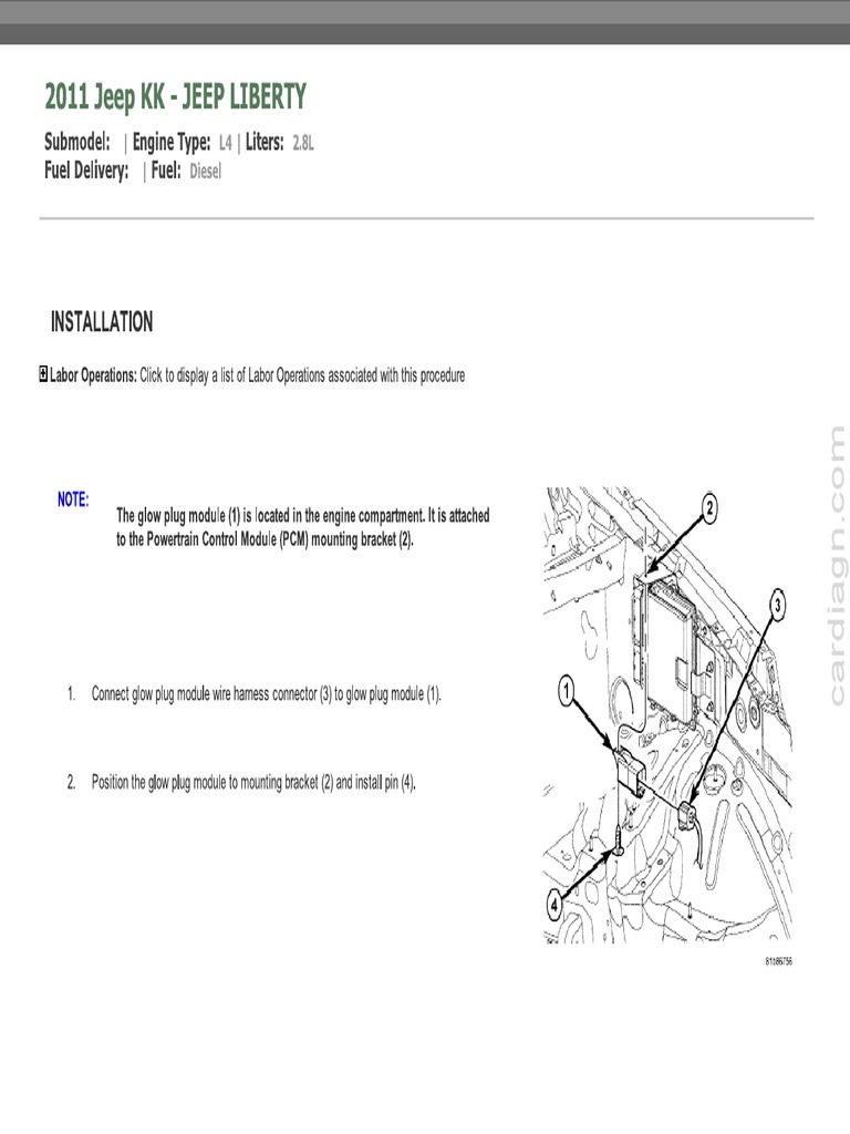 Spark Plug Replacement Procedure for 2011 Jeep KK JEEP LIBERTY 2.8L