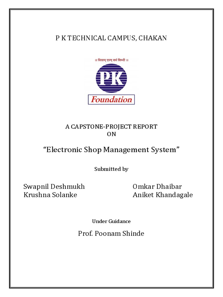 Electronic Shop Management System Report | PDF | Microsoft Sql Server ...