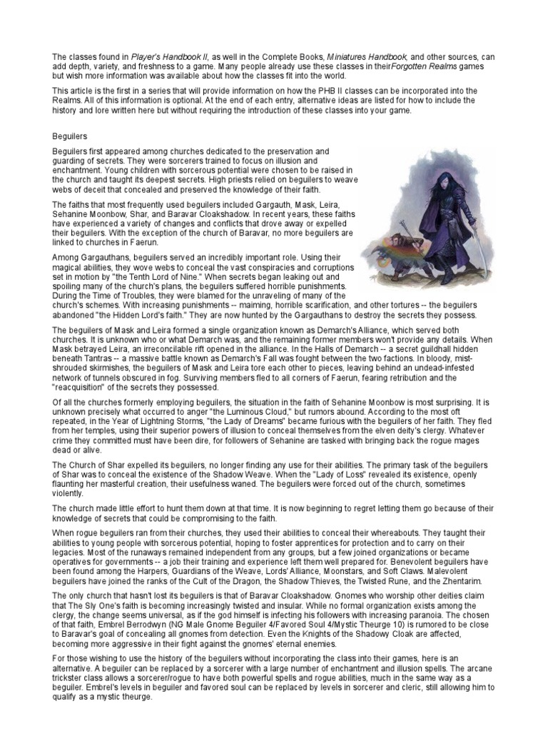 Incorporating Beguilers in Faerun | PDF | Faith Healing | Elf (Dungeons ...