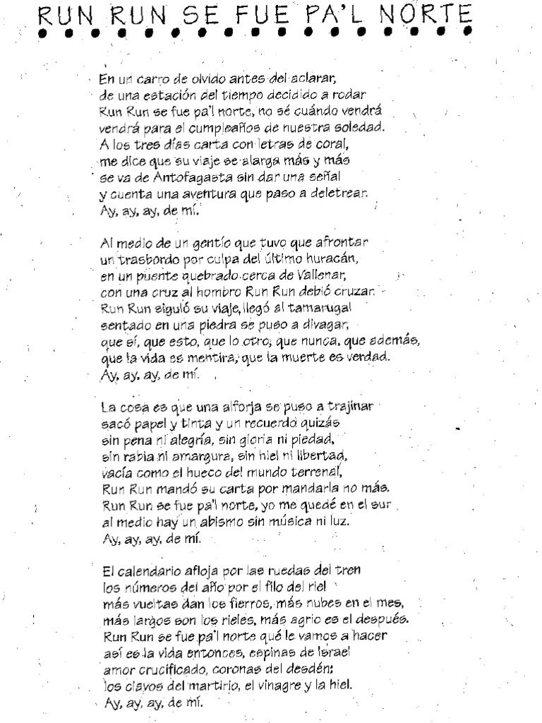Letra Run Run Se Fue Pal Norte | PDF