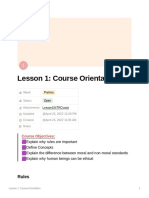 Lesson 1: Course Orientation: Rules