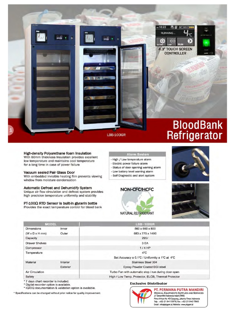 Brosur LABTECH Blood Bank Refrigerator LBB102GR PDF