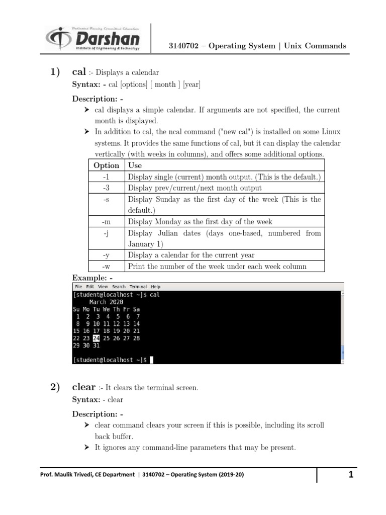 Essential Unix Commands for Operating Systems | PDF | Computer File ...