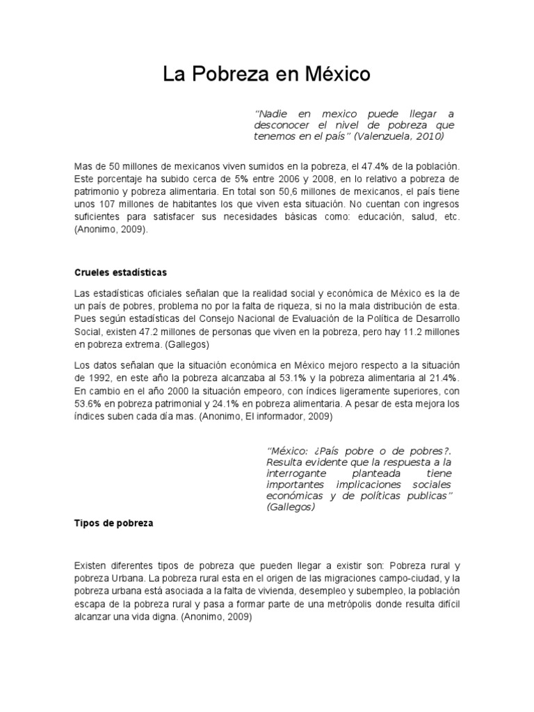 Pobreza en Mexico | PDF | Pobreza | Pobreza e indigencia