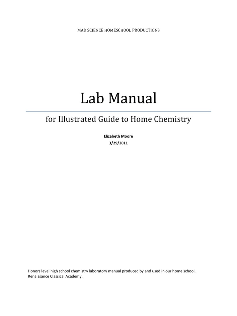 Illustrated Guide To Home Chemistry Extended Lab Manual PDF