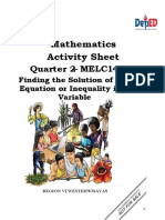 Mathematics Activity Sheet: Quarter 2 - MELC 14