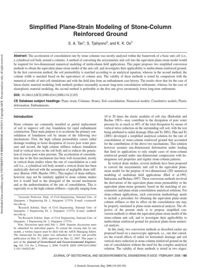 Simplified Plane-Strain Modeling of Stone-Column Reinforced Ground ...