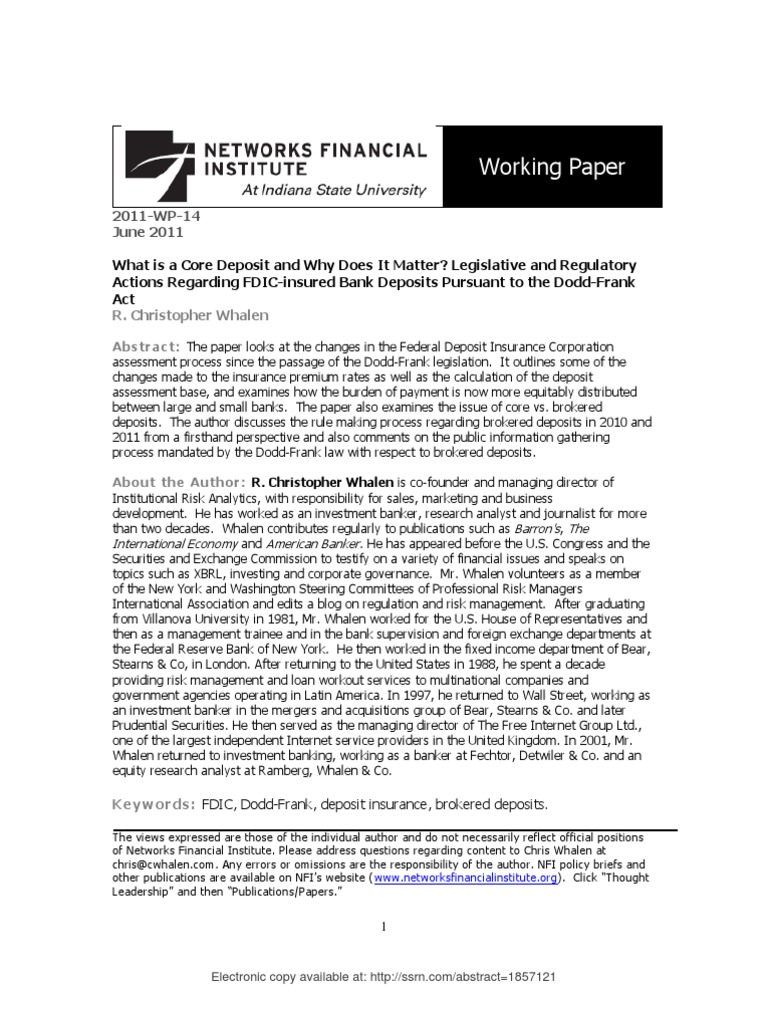 FDIC Core Deposits White Paper PDF Federal Deposit Insurance