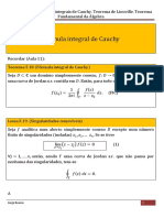 Aula 12 e 13 - Fórmulas Integrais de Cauchy, Teorema de Liouville, Teorema Fundamental Da Álgebra