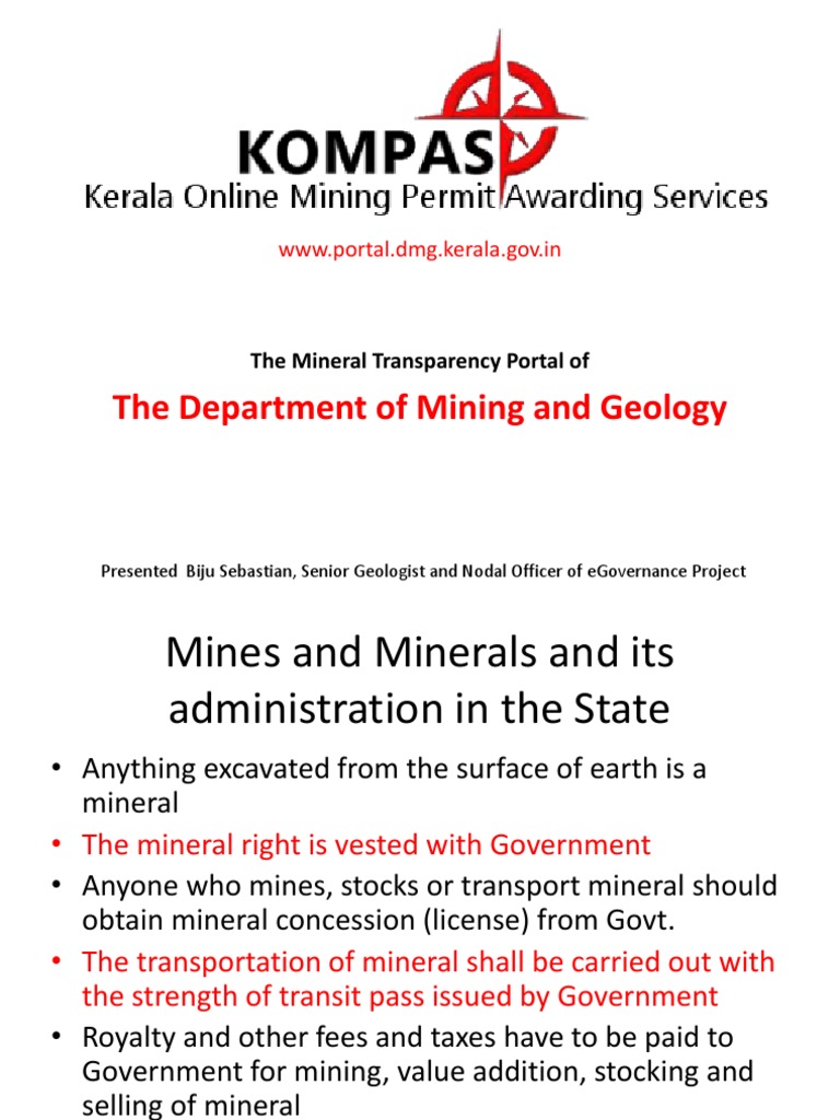 The Department of Mining and Geology WWW Portal.dmg Kerala.gov