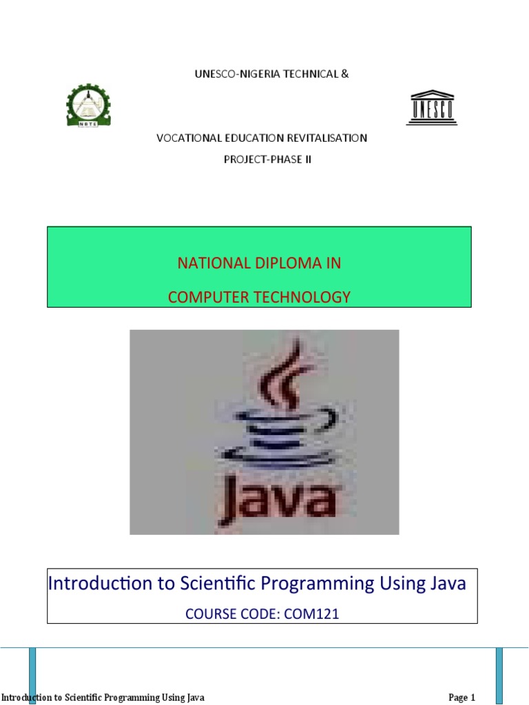 Introduction To Scientific Programming Using Java: National Diploma in ...