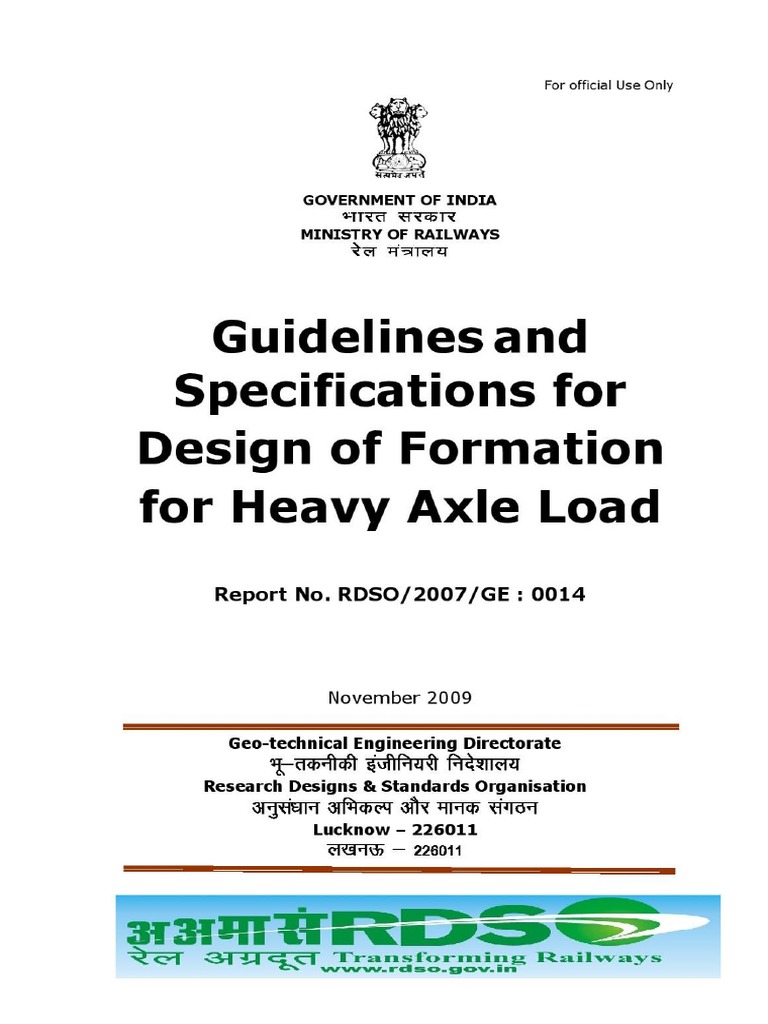 Guidelines and Specifications For Design of Formation For Heavy Axle ...