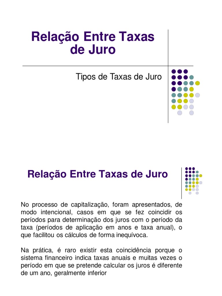 Tipos e Relações de Taxas de Juro | PDF | Juros | Inflação