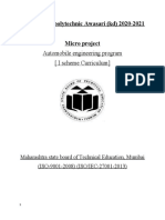 Government Polytechnic Awasari (KD) 2020-2021 Micro Project: Automobile Engineering Program (I Scheme Curriculum)
