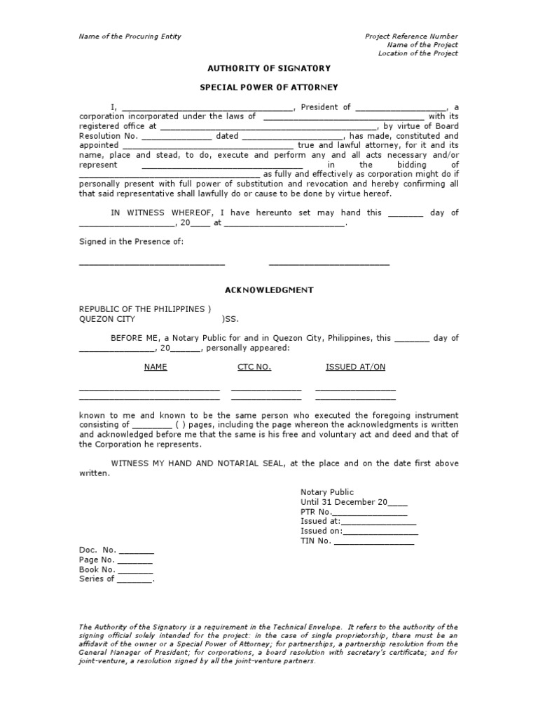 Authority of Signatory for Bidding | PDF | Affidavit | Joint Venture