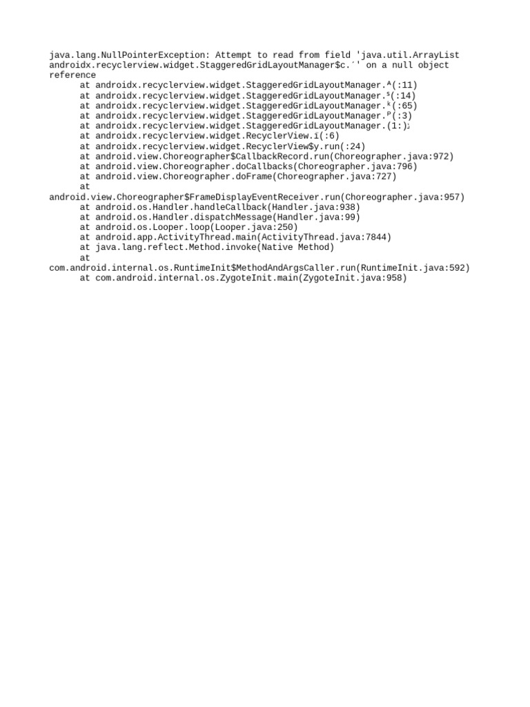 Fixing NullPointerException in RecyclerView | PDF