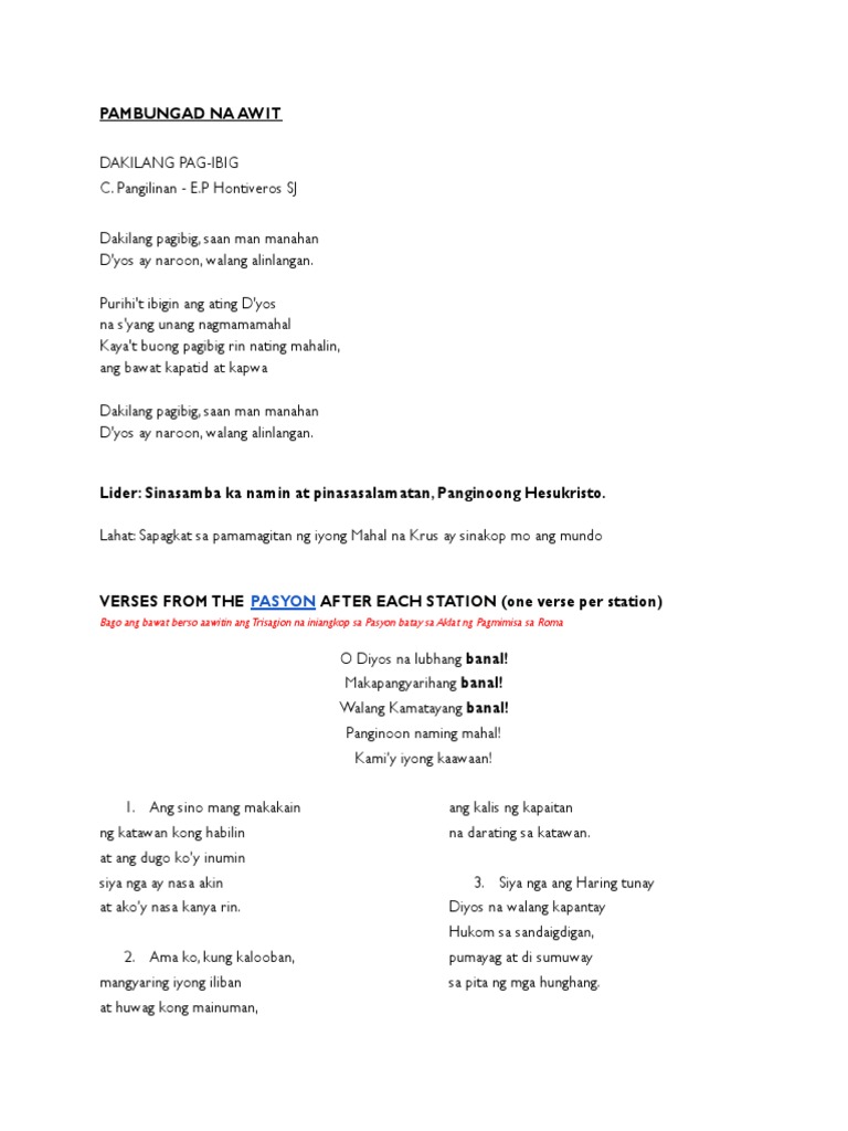 Pasyon Songs For Stations PDF