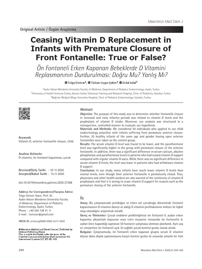 Ceasing Vitamin D Replacement in Infants With Prem PDF Vitamin D